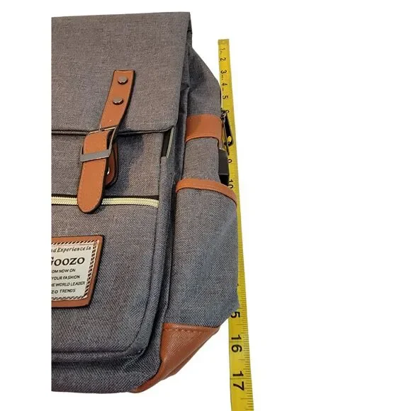 Canvas Grey 15.6" Laptop Backpack USB Charging Port - British Vintage Style - Picture 13 of 15